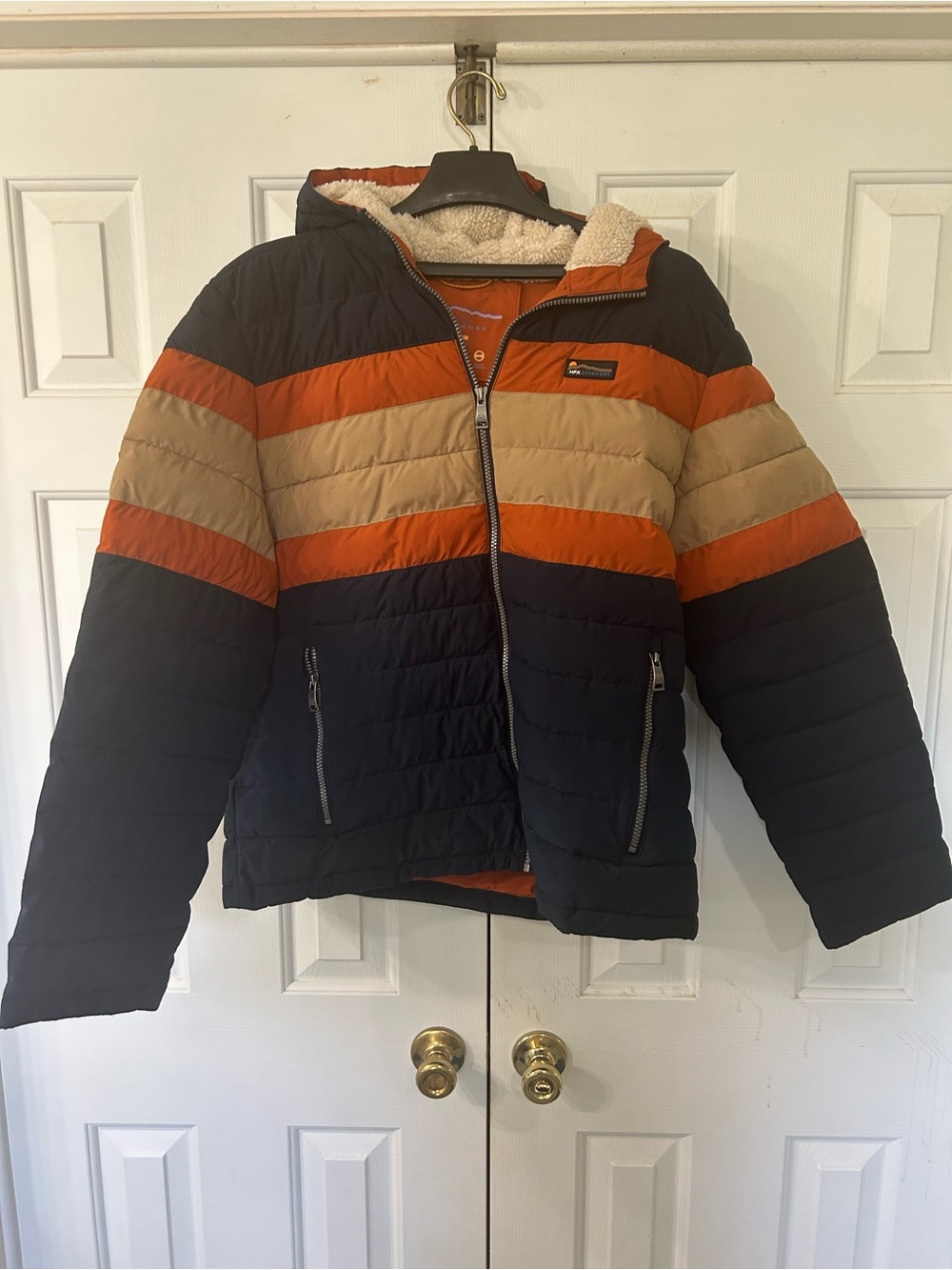 HFX Quilted Puffer Jacket with Sherpa Fur Lined Hood